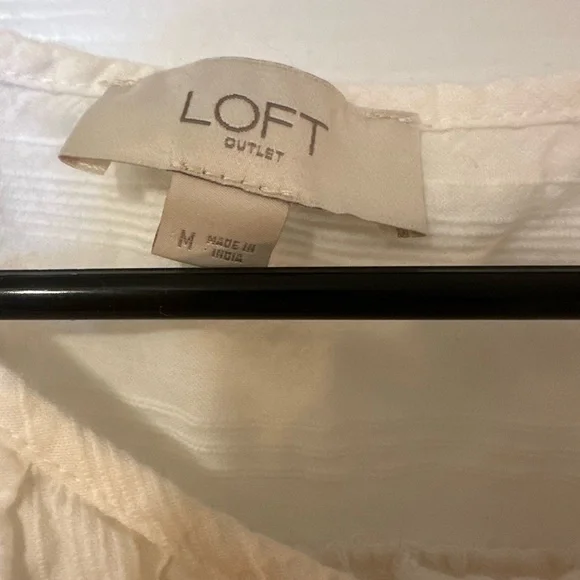 LOFT Women's White Button-Down Blouse - Picture 2 of 3